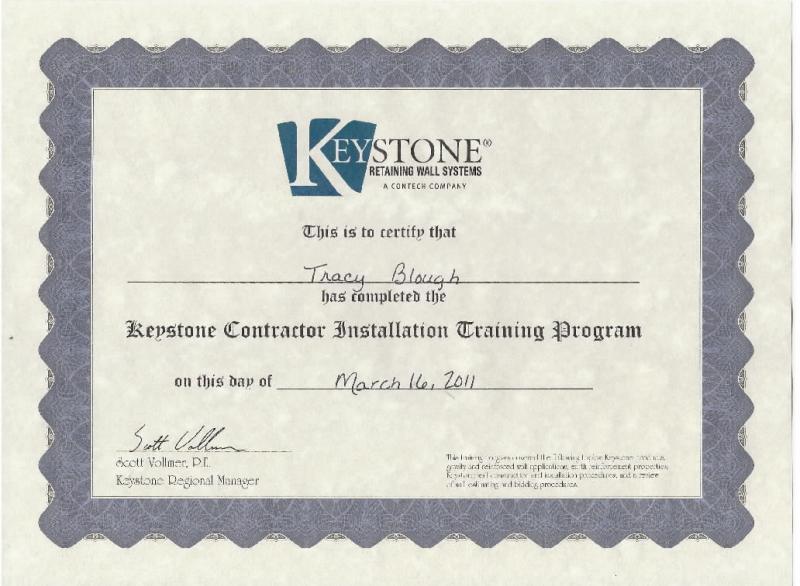 retaining wall certificate